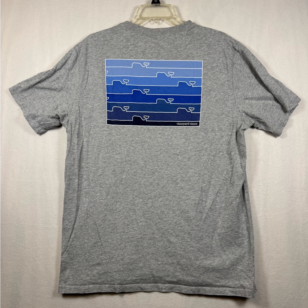 Vineyard Vines Men's Gray Graphic Whale-Stripe T-Shirt - Blue Print
